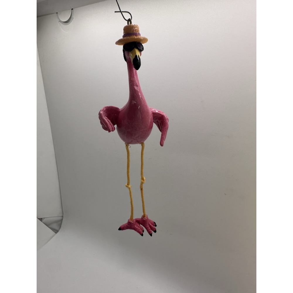 Flamingo Ornament with Straw Hat &‎ Sunglasses Tropical Beach Christmas Decor